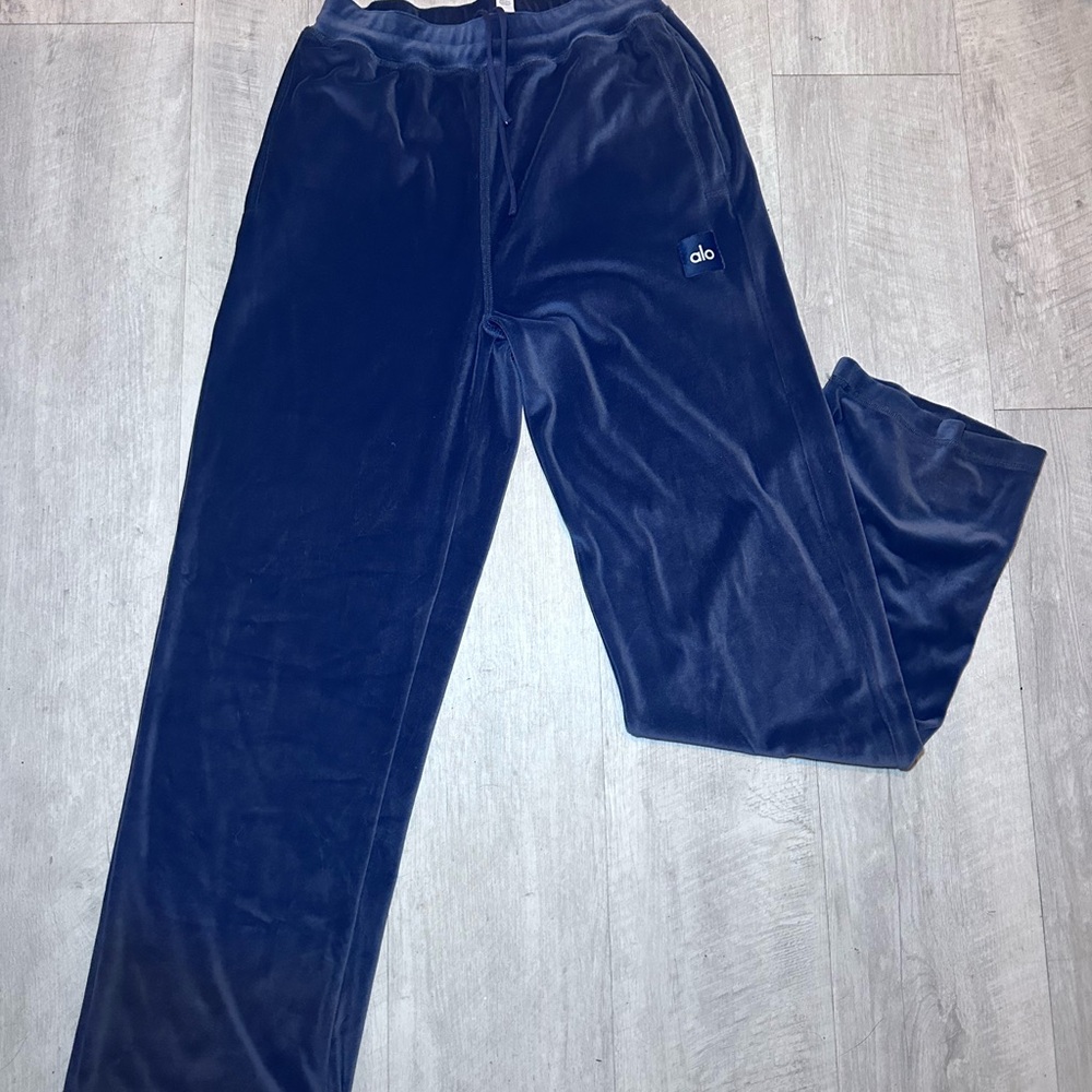 ALO Yoga Navy Blue Velour Pants